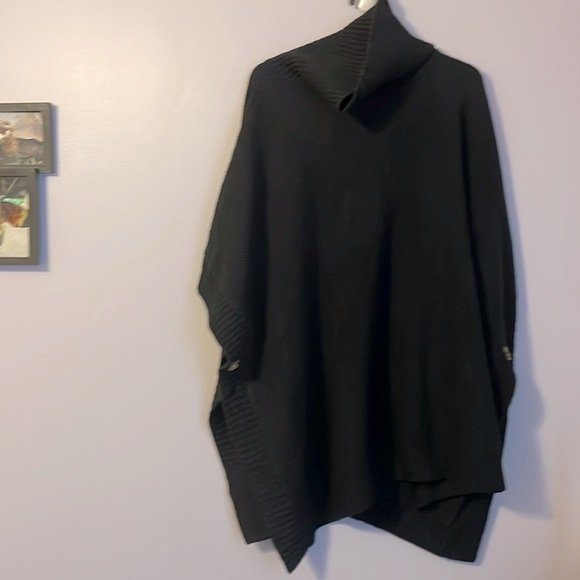 LOFT Sweaters - Loft Black Chunky Knit Cowl Neck Poncho Sweater size M/L